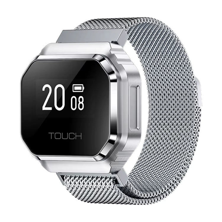 B7 Mini Smart Ring Watch with Interchangeable Stainless Steel and Nylon Straps