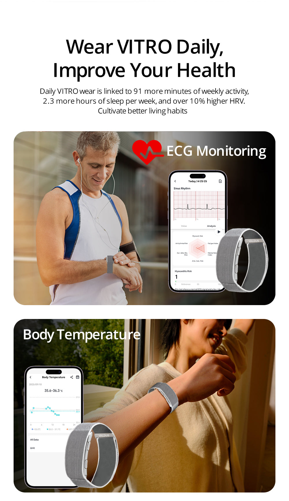 VALDUS VITRO Screenless Health Activity Smart Band