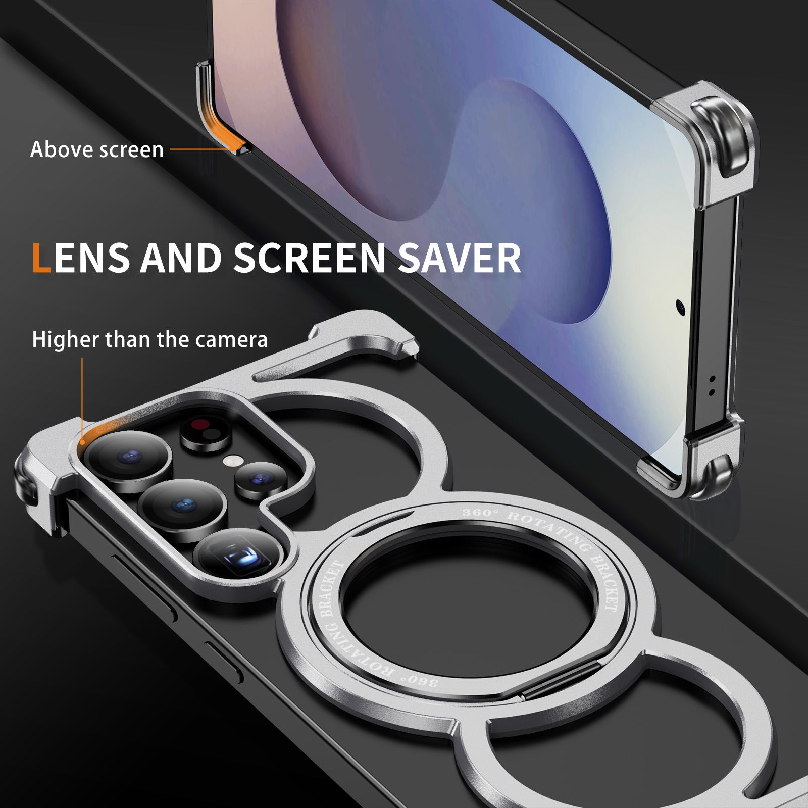 Magnetic Aluminum Alloy Frameless 360 Stand Case for Samsung