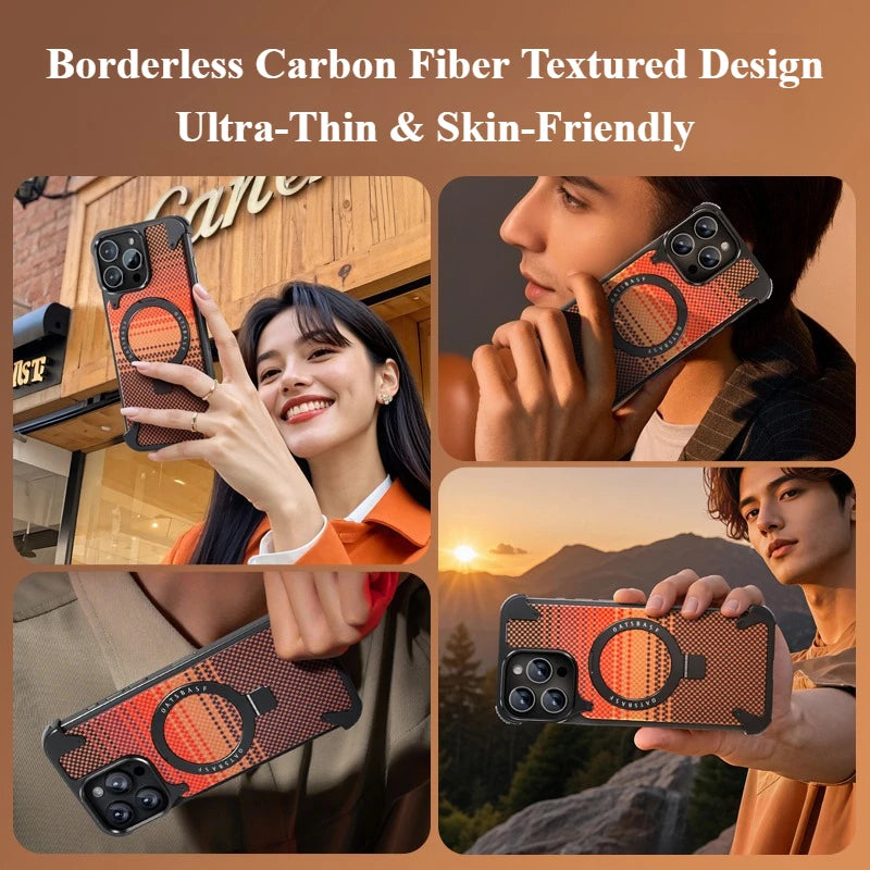 Premium Assembled Kevlar Pattern Metal Frame Phone Case For Iphone