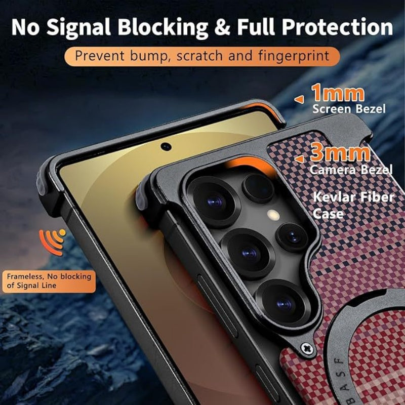 Premium Assembled Kevlar Pattern Metal Frame Phone Case for Samsung
