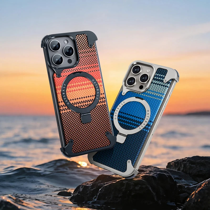 Premium Assembled Kevlar Pattern Metal Frame Phone Case For Iphone