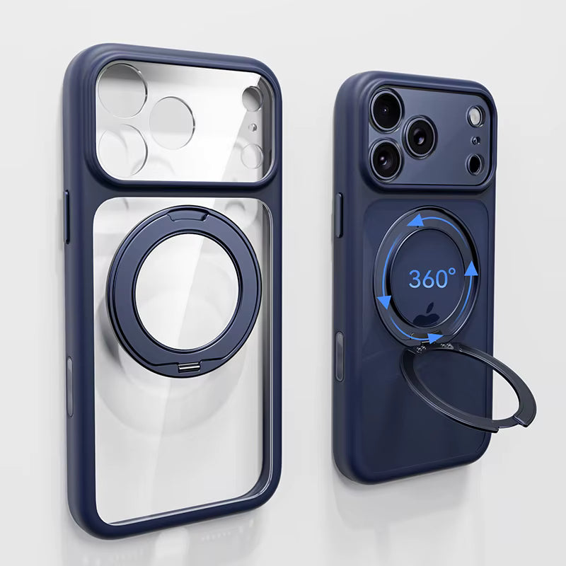 Transparent Magnetic Case 360° rotating ring and full camera protection For iPhone