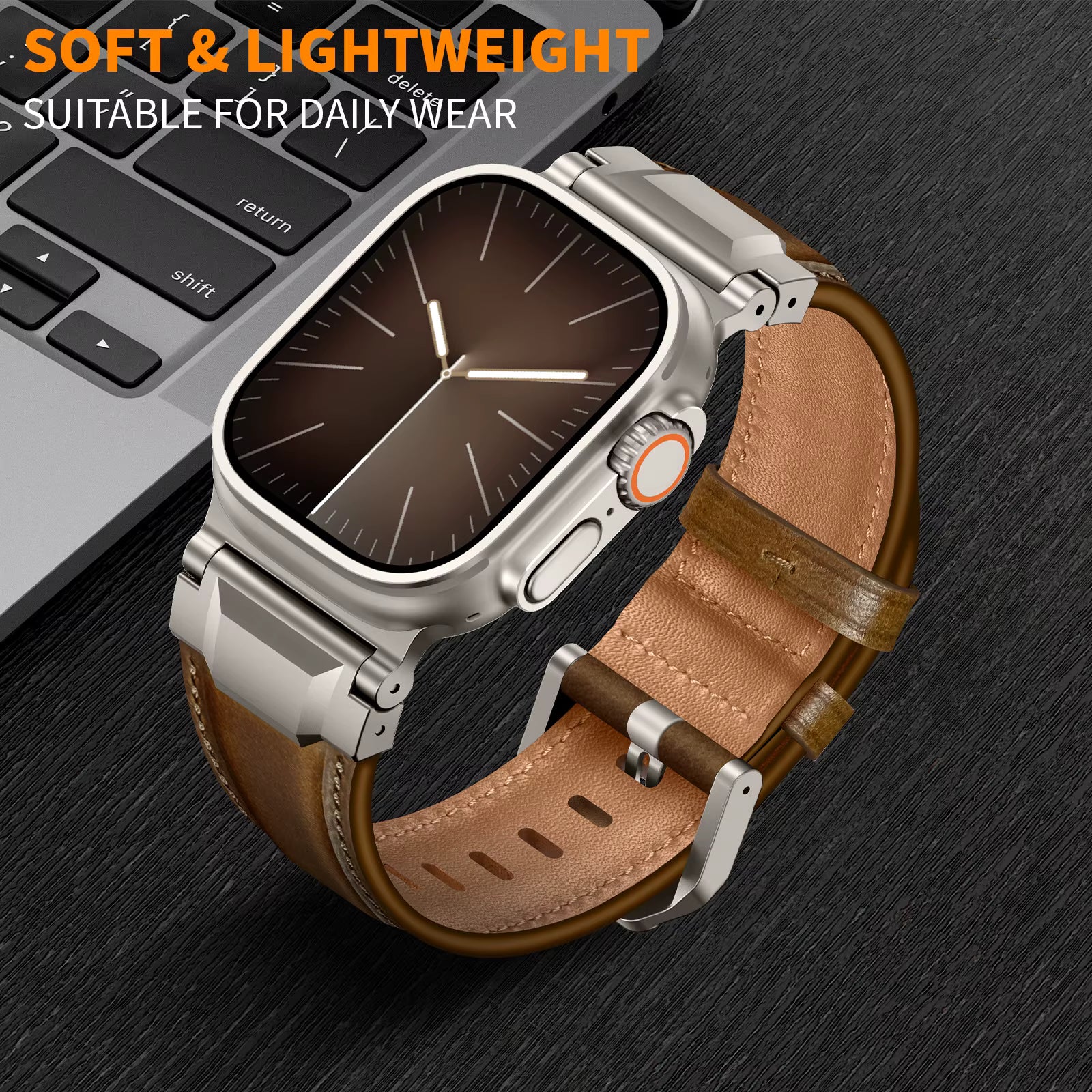 Genuine Leather Band for apple Watch Luxury Breathable Stainless Steel Buckle