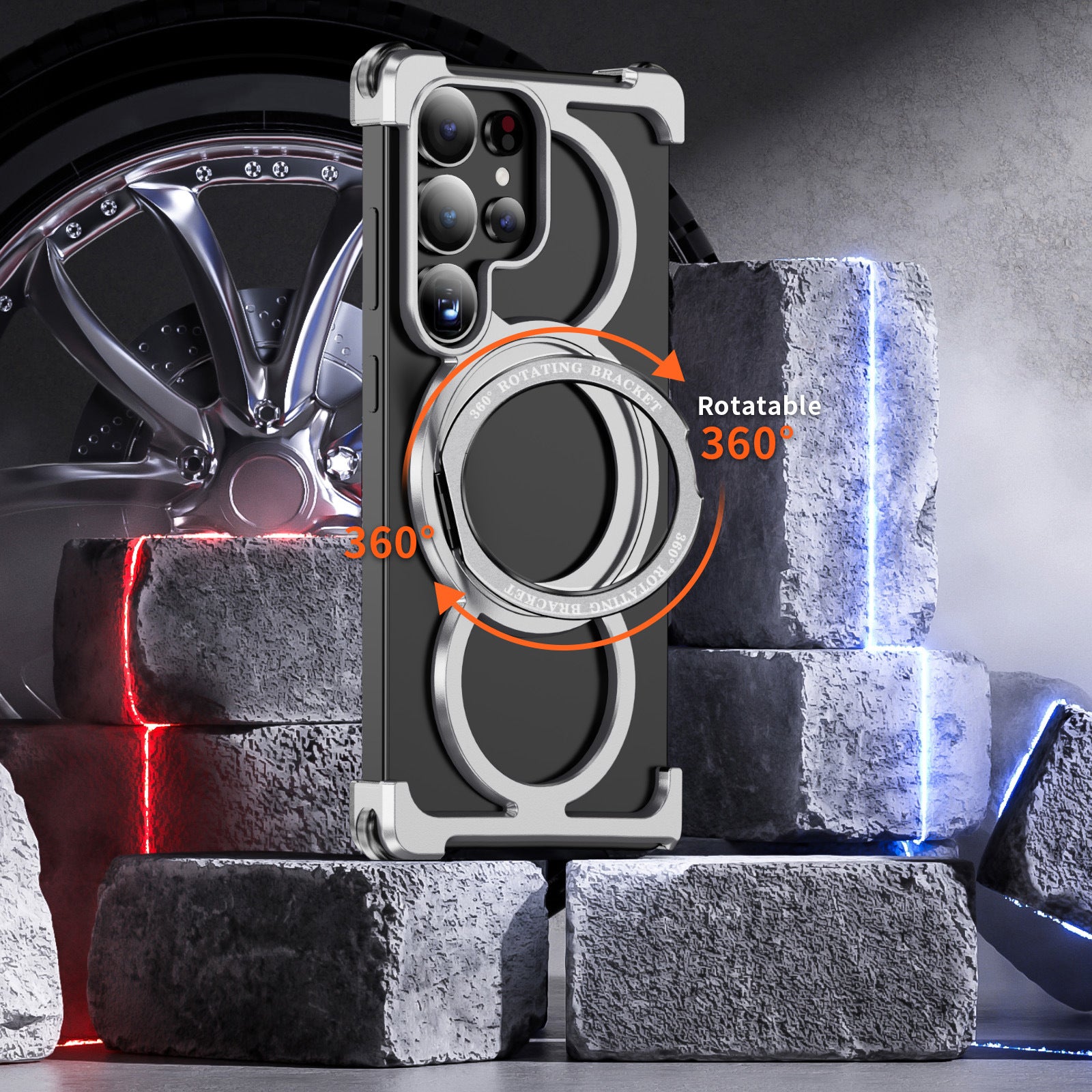 Magnetic Aluminum Alloy Frameless 360 Stand Case for Samsung