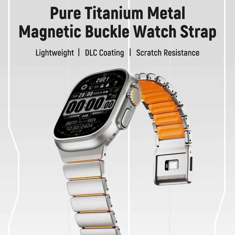 Luxury Ultimate Pure Titanium Metal Magnetic Buckle Band Strap for Apple Watch