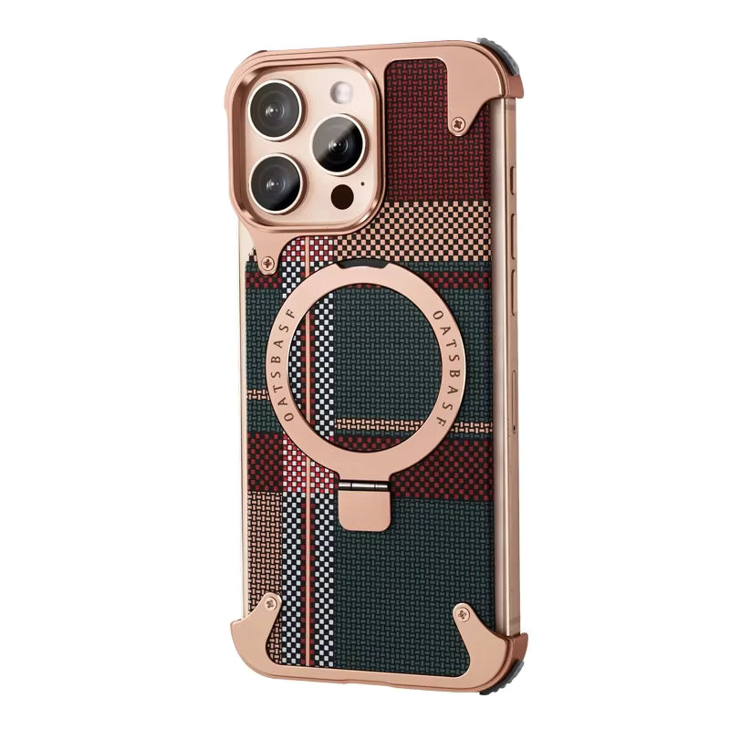 Premium Assembled Kevlar Pattern Metal Frame Phone Case For Iphone