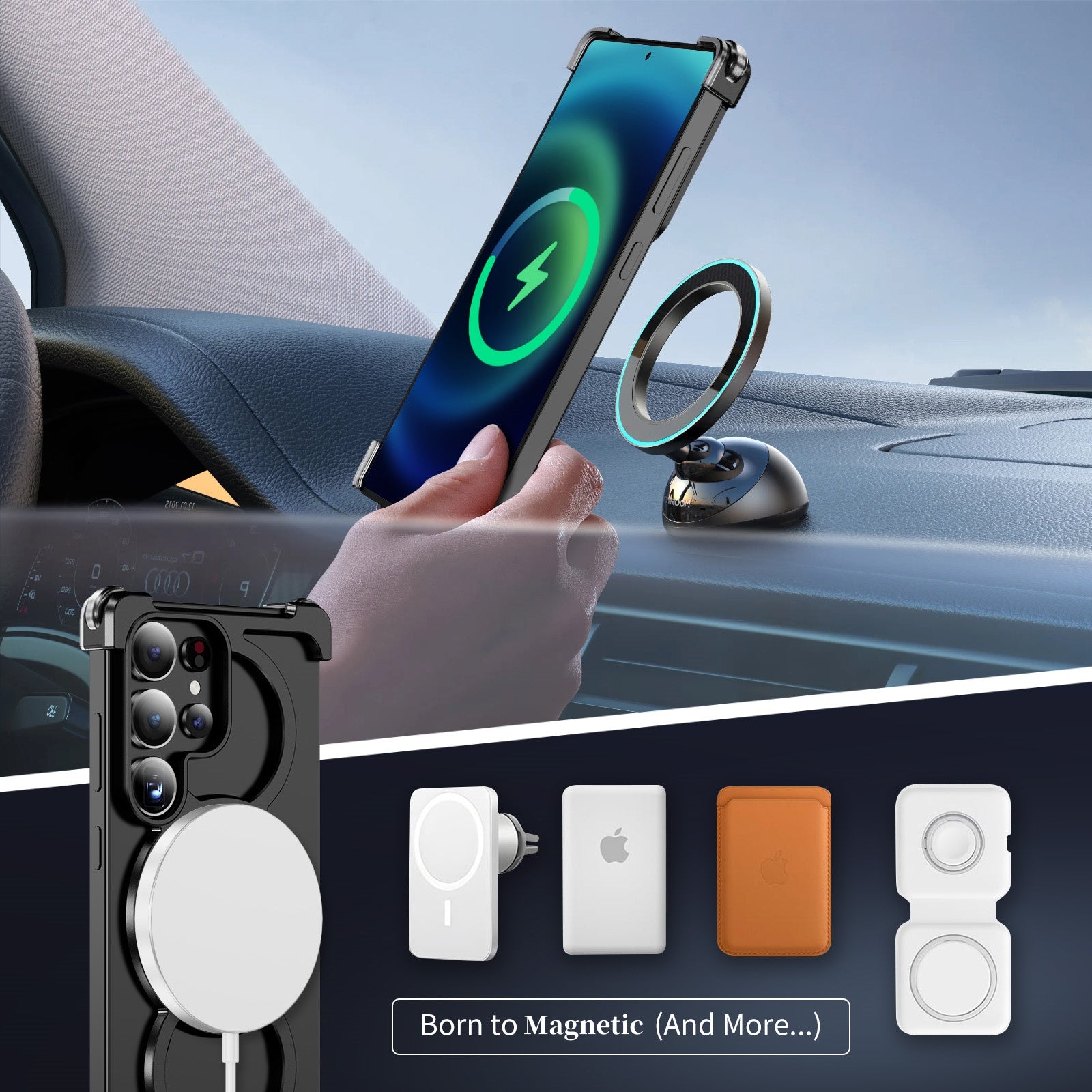 Magnetic Aluminum Alloy Frameless 360 Stand Case for Samsung