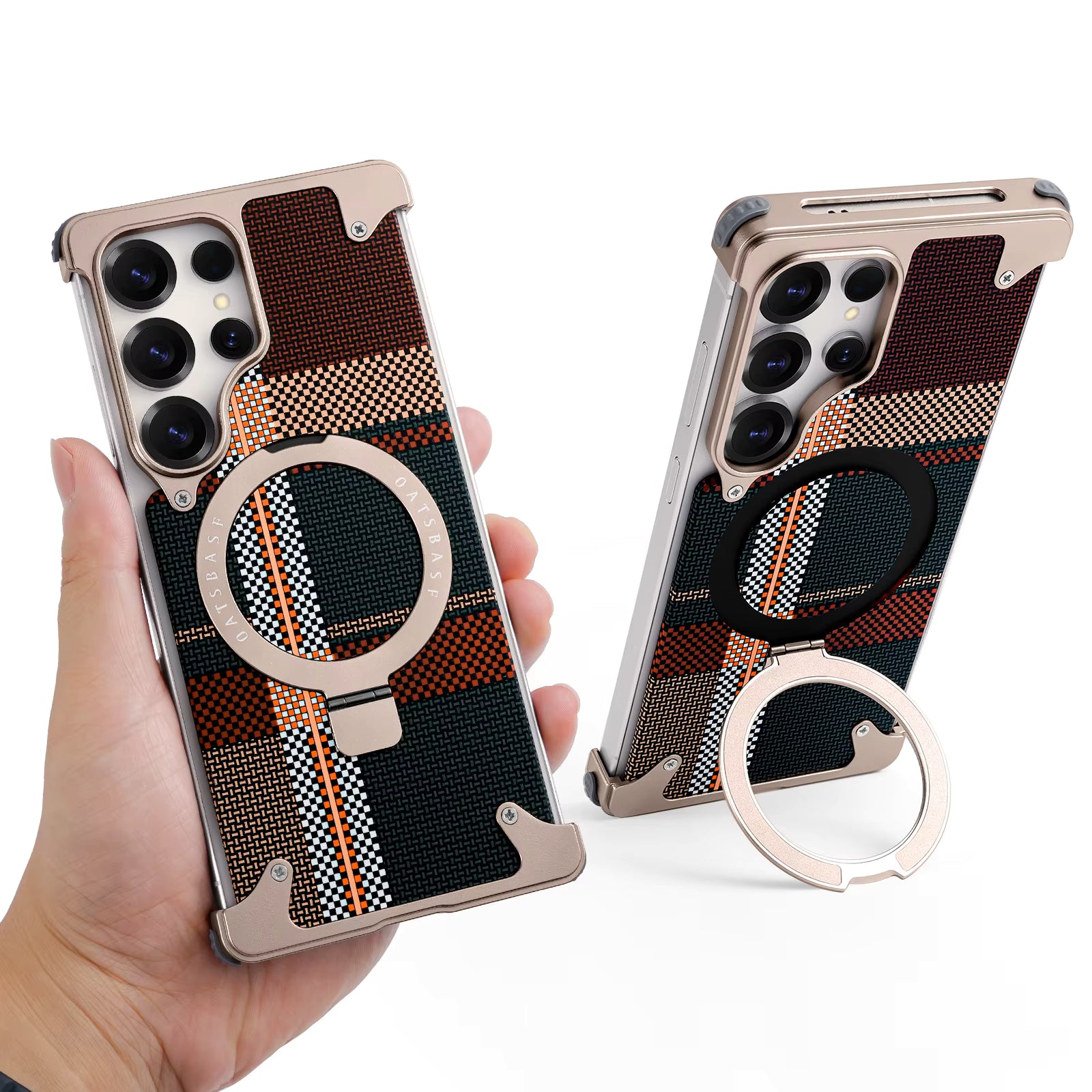 Premium Assembled Kevlar Pattern Metal Frame Phone Case for Samsung