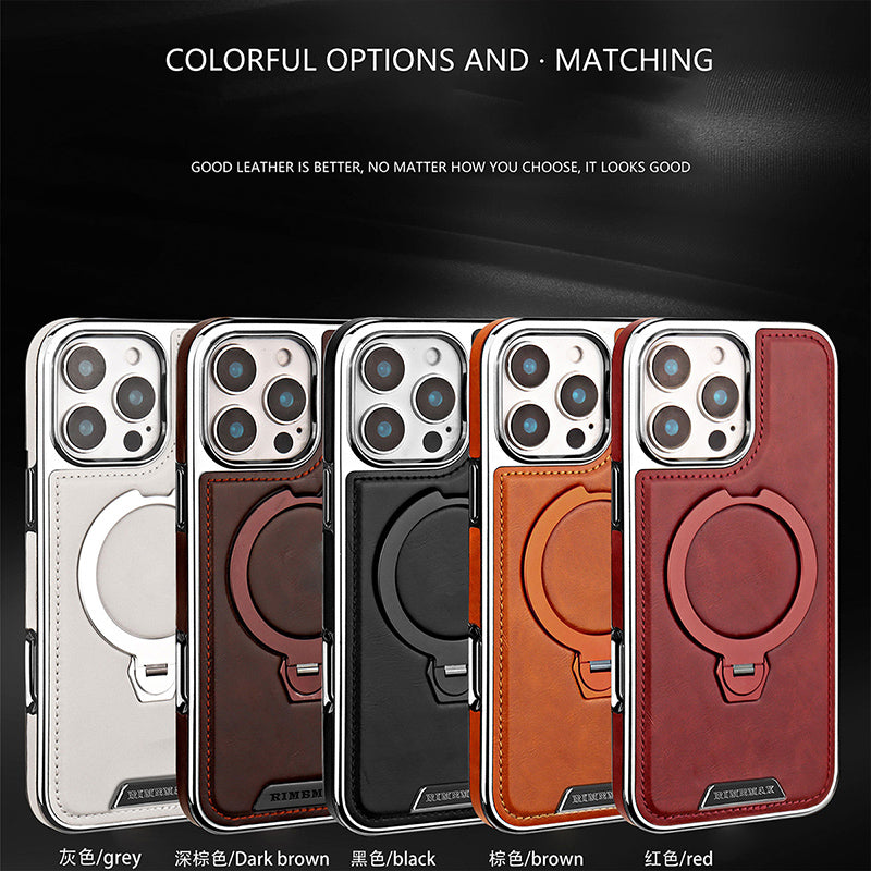 RUIMEIBI New Plating PU Leather Magnetic Phone Case for iPhone