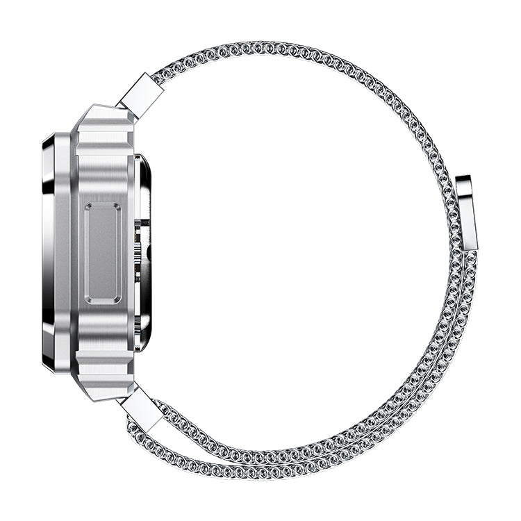 B7 Mini Smart Ring Watch with Interchangeable Stainless Steel and Nylon Straps