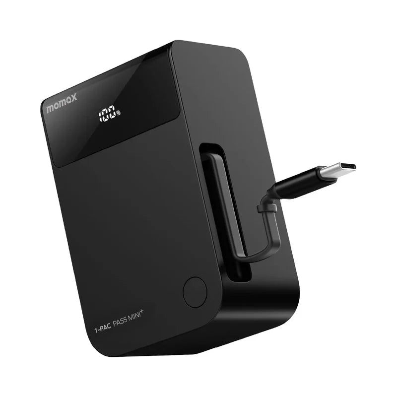 Momax 1-Pac Pass Mini⁺ 10000mAh 2in1 Battery Pack with Built-in Retractable Cable