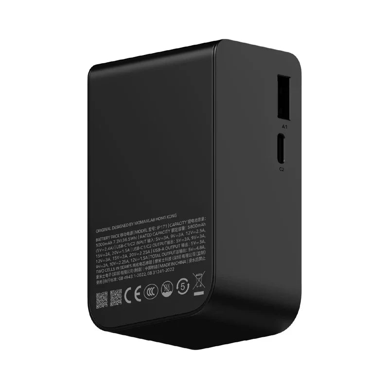 Momax 1-Pac Pass Mini⁺ 10000mAh 2in1 Battery Pack with Built-in Retractable Cable