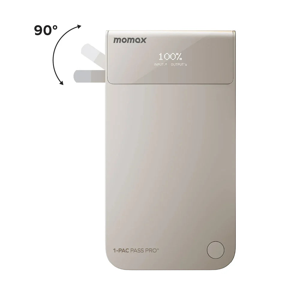 Momax 1-Pac Pass Pro⁺ 10000mAh 3in1 Hybrid GaN Battery Pack with Built-In Retractable Cable (45W)