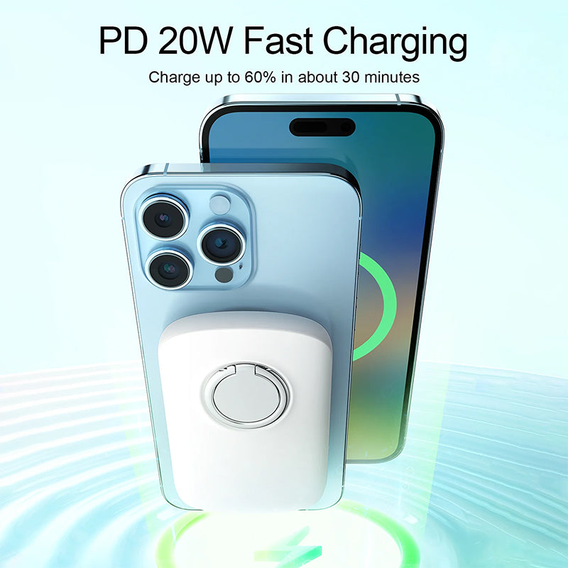 JOYROOM JR-W030 20W Magnetic Wireless Power Bank with Ring Holder 6000mAh