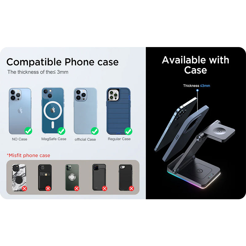 JOYROOM JR-WQN01 3 in 1 Magnetic Charging Station for phone for watch for earphone