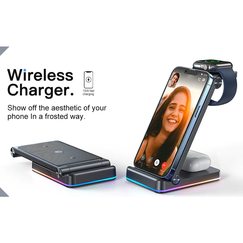 JOYROOM JR-WQN01 3 in 1 Magnetic Charging Station for phone for watch for earphone