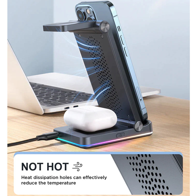 JOYROOM JR-WQN01 3 in 1 Magnetic Charging Station for phone for watch for earphone