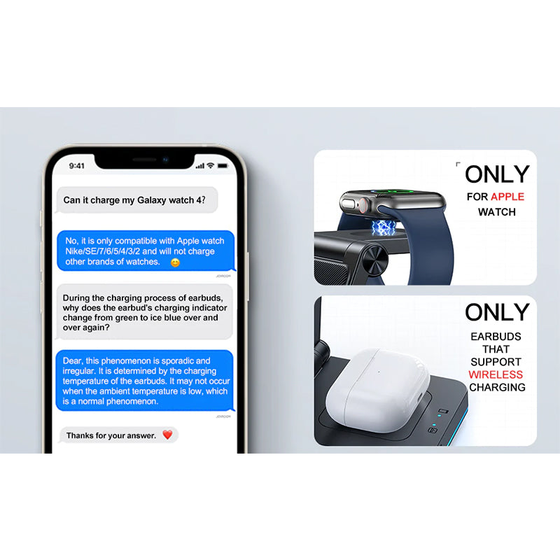 JOYROOM JR-WQN01 3 in 1 Magnetic Charging Station for phone for watch for earphone