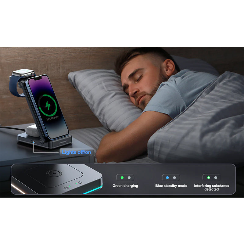 JOYROOM JR-WQN01 3 in 1 Magnetic Charging Station for phone for watch for earphone