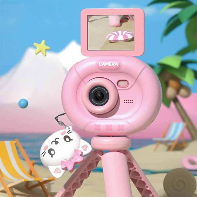 K62 2.4" Flip-Up HD Screen Kids Camera with Tripod Stand