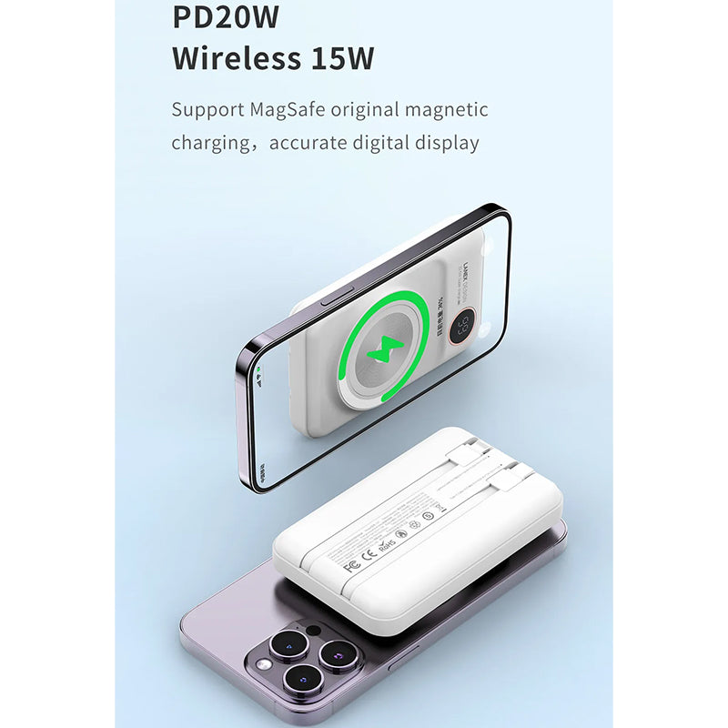 LANEX N7 22.5W+PD20W MAGNETIC 15W POWER BANK 10000MAH (BUILT-IN TYPE-C AND LIGHTNING CABLE)