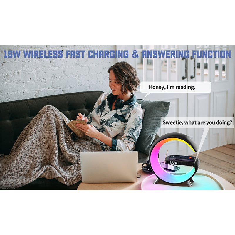 Multi-colored lamps 4 in 1, wireless charger, speaker, and watch