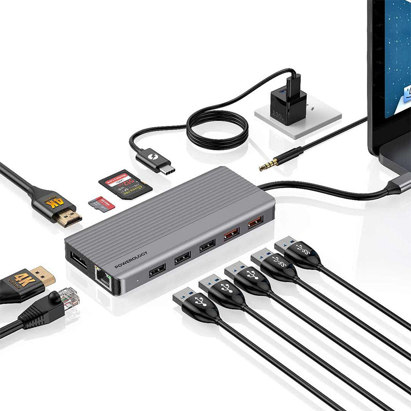 Powerology 12in1 USB-C Hub HDMI Type-C 100W PD