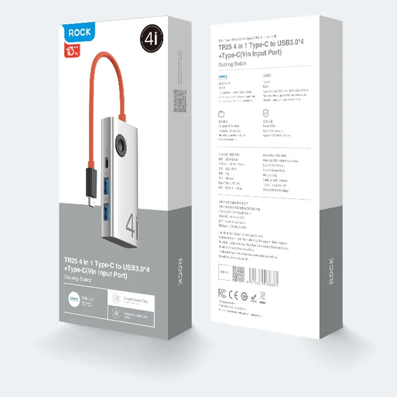 ROCK TR25 4 in 1 Type-C TO USB3.0*4+Type-C Multi-function Docking Station
