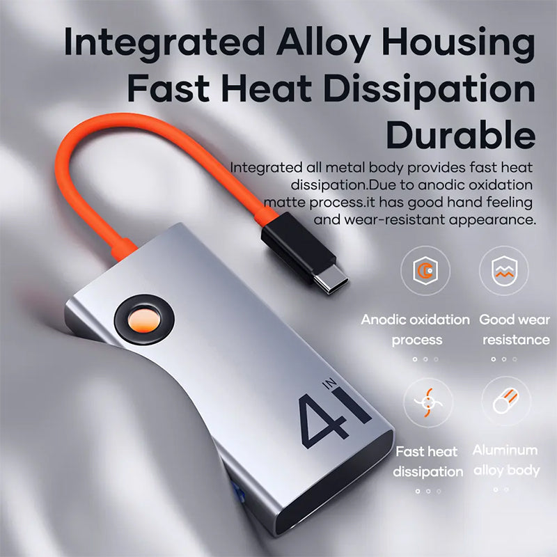 ROCK TR25 4 in 1 Type-C TO USB3.0*4+Type-C Multi-function Docking Station