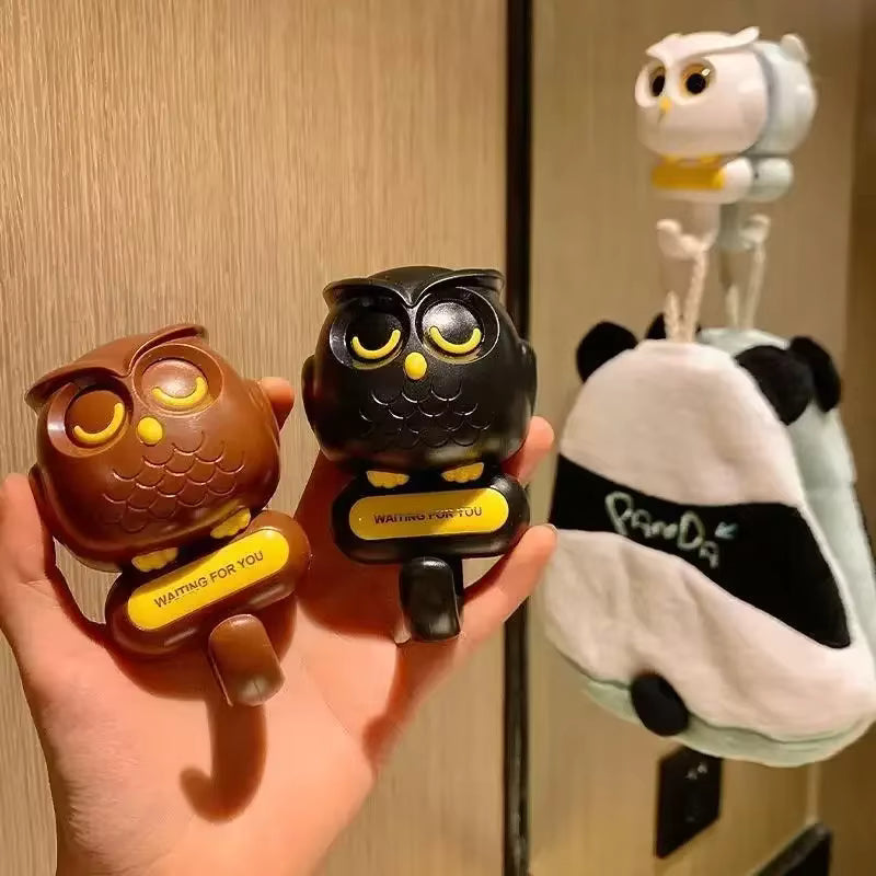 Owl Creative Hooks Utility Cute Decor Hooks (Black)