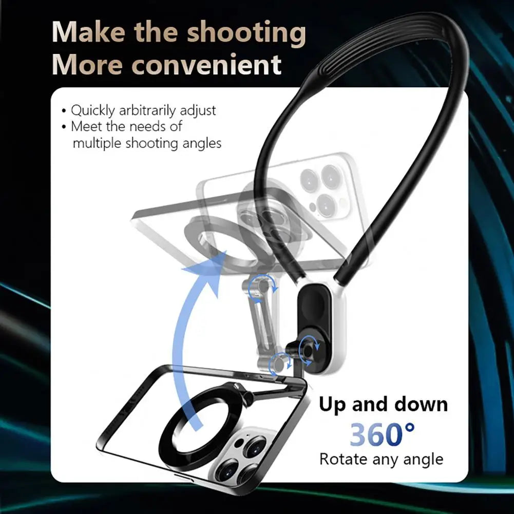 Magnetic neck holder for smartphones, safe for neck