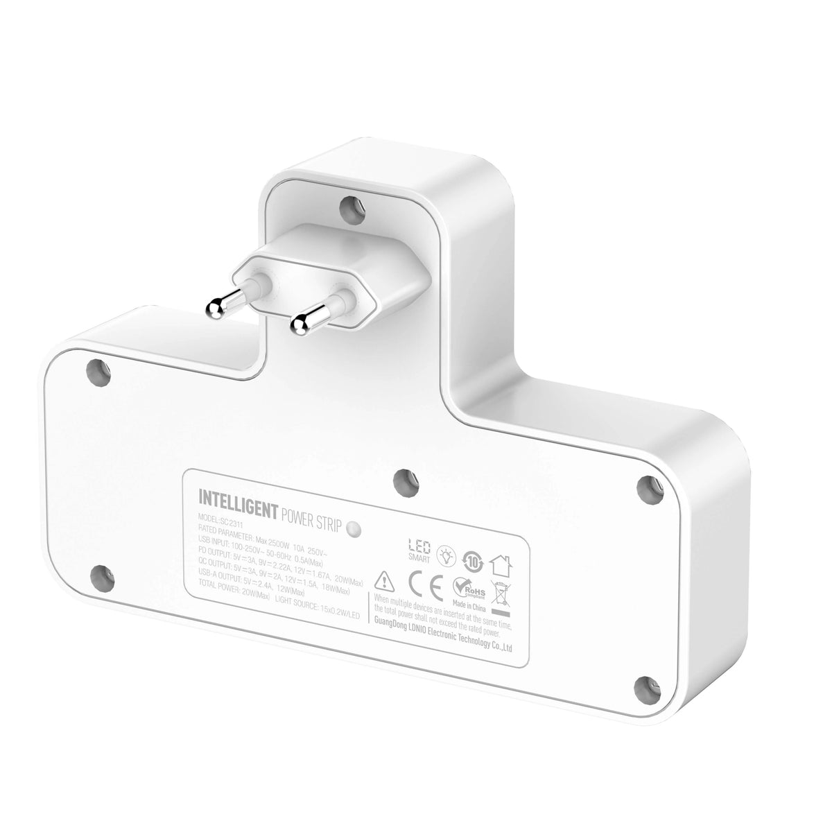 LDNIO 2 AC Outlets Portable Extension Power Socket SC2311