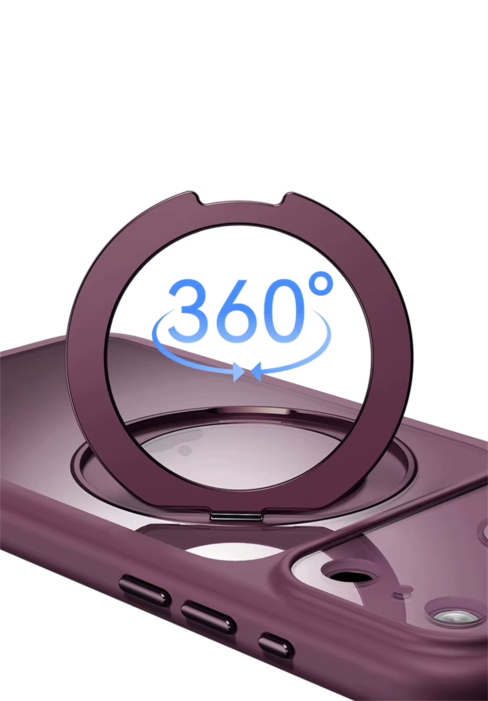 Transparent Magnetic Case 360° rotating ring and full camera protection For iPhone