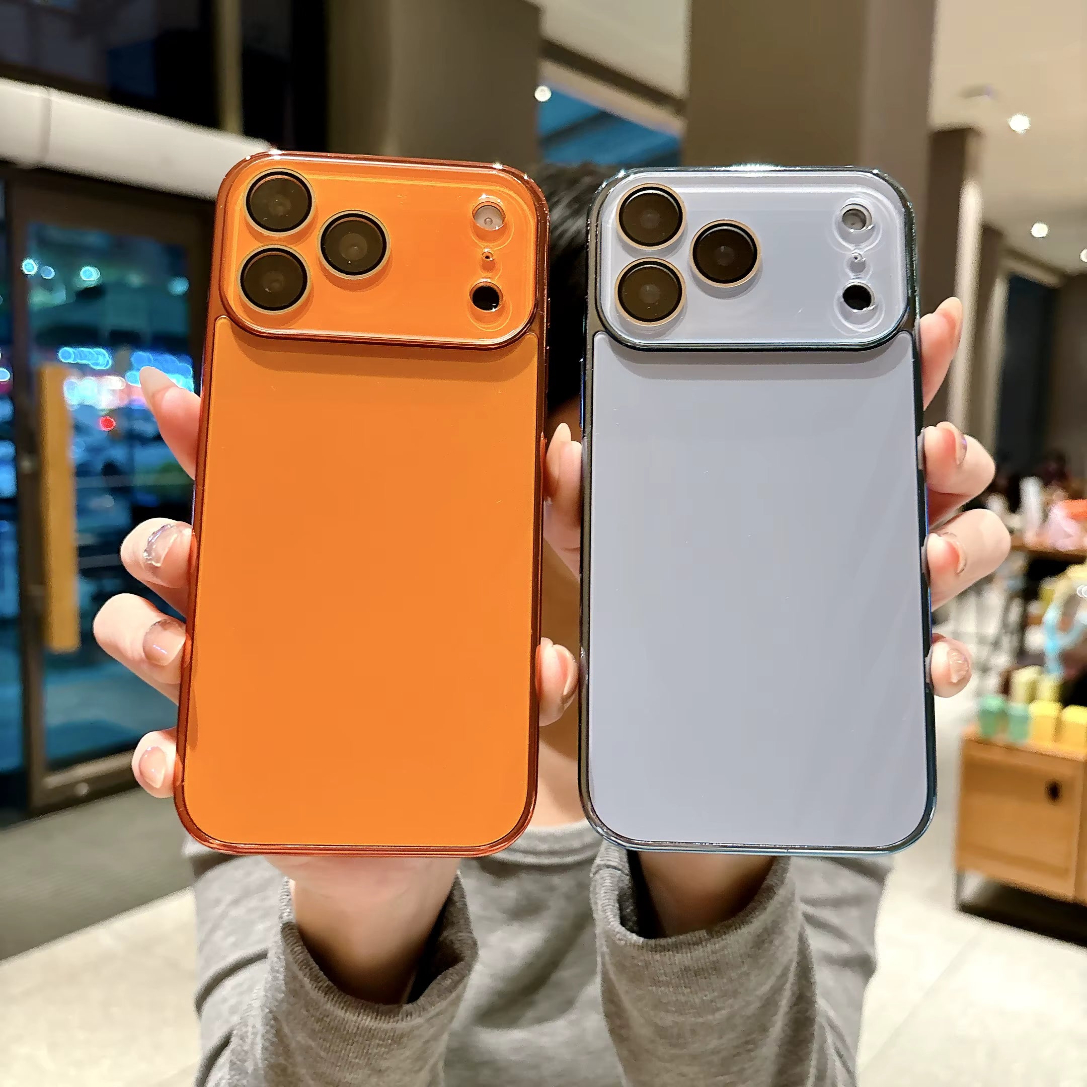 New Full Lens Glass Protection Solid Color Glass Case for iPhone