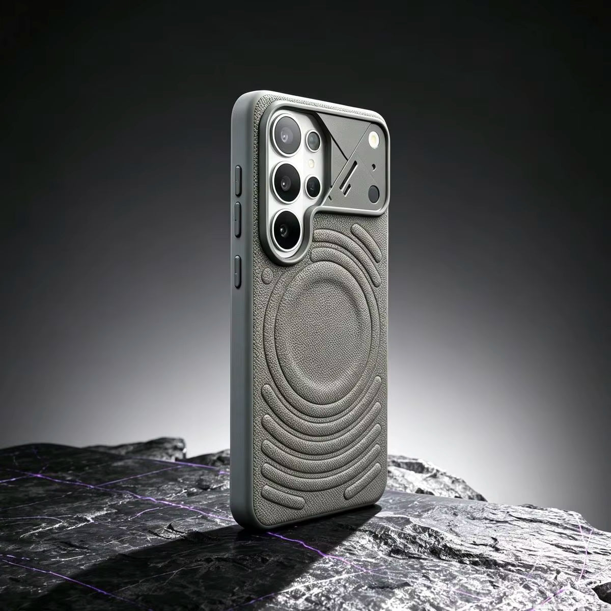 Leather MagSafe Phone Case With a Sliding Metal Camera Cover For Samsung