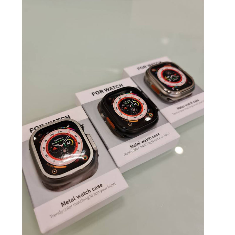 Shock-absorbing metal case for Apple Watch