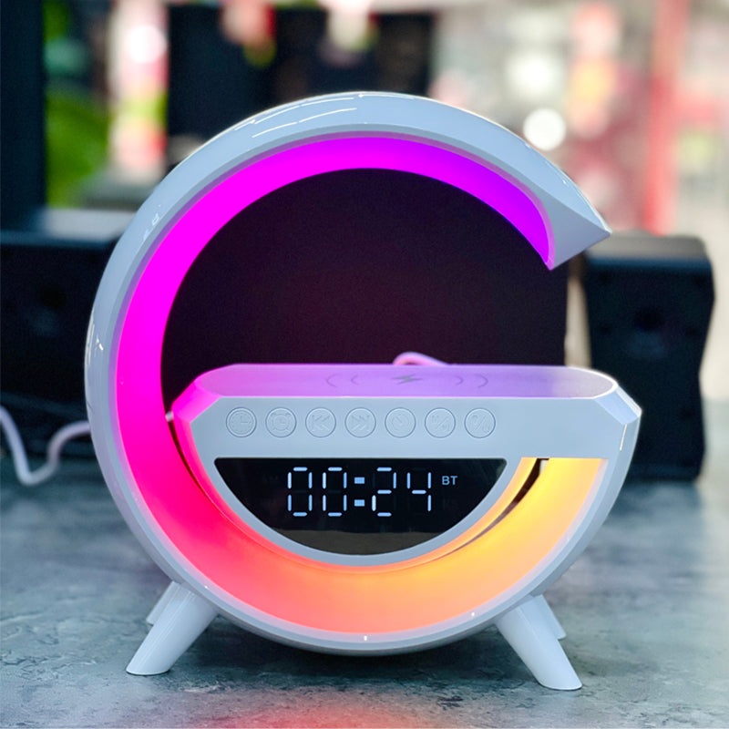 Bluetooth LED BT 3401 Alarm Clock Speaker Lamps Wireless Charger 4-in-1