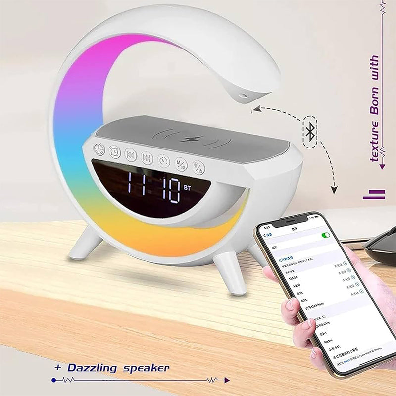 Bluetooth LED BT 3401 Alarm Clock Speaker Lamps Wireless Charger 4-in-1
