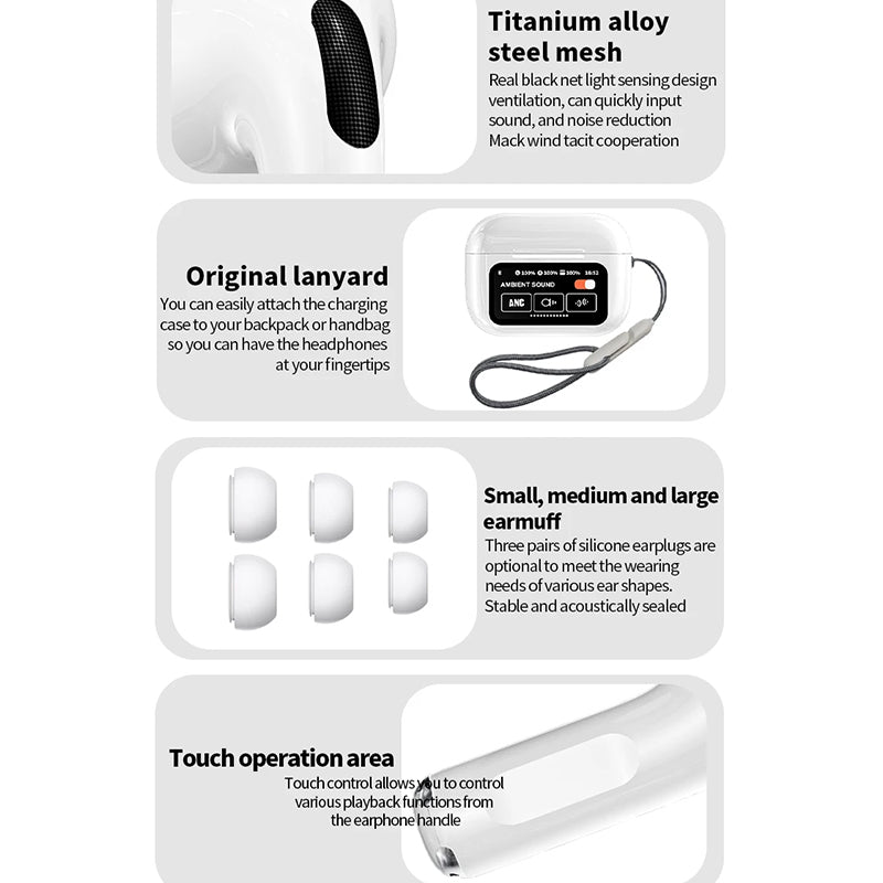 Wireless A8 earphones with LED screen