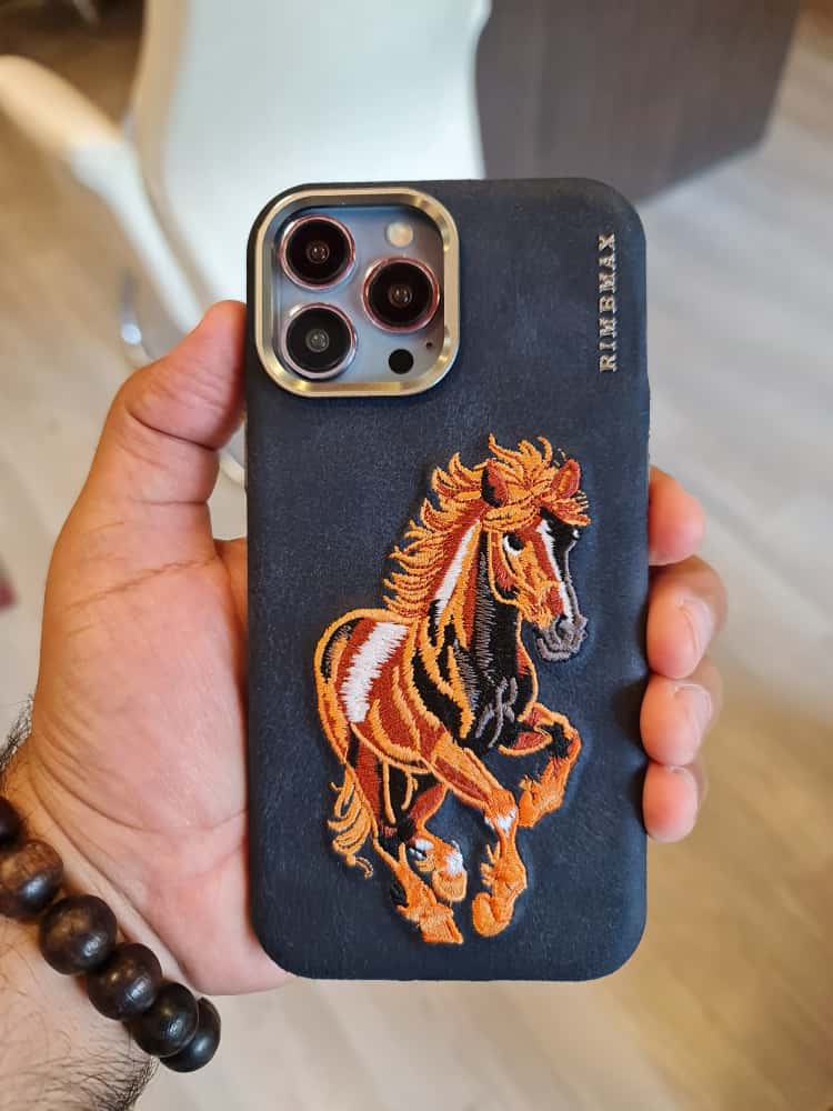 RMBMAX Embroidery Leather Frame Lens Case horse