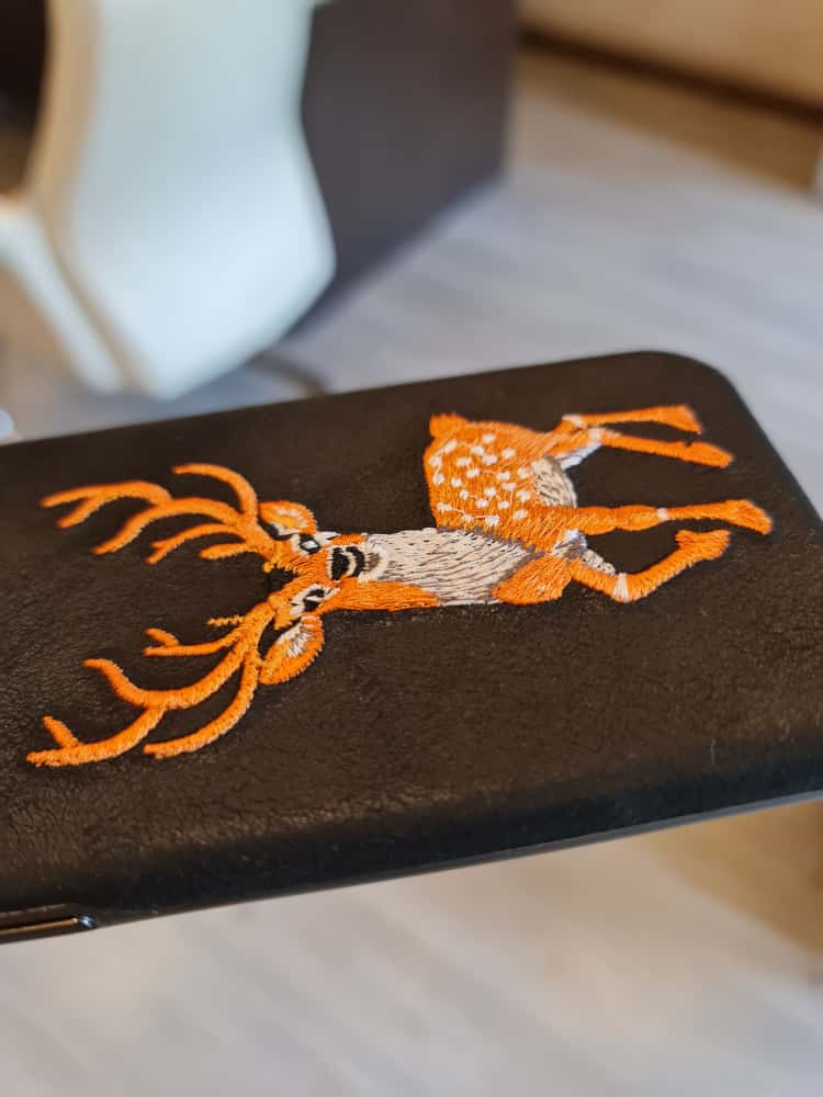 RMBMAX Embroidery Leather Frame Lens Case deer