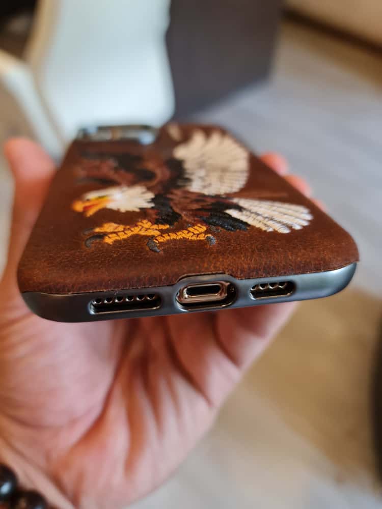 RMBMAX Embroidery Leather Frame Lens Case eagle