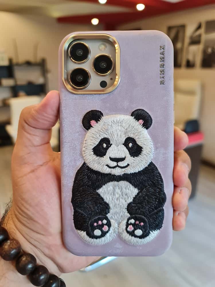 RMBMAX Embroidery Leather Frame Lens Case Panda