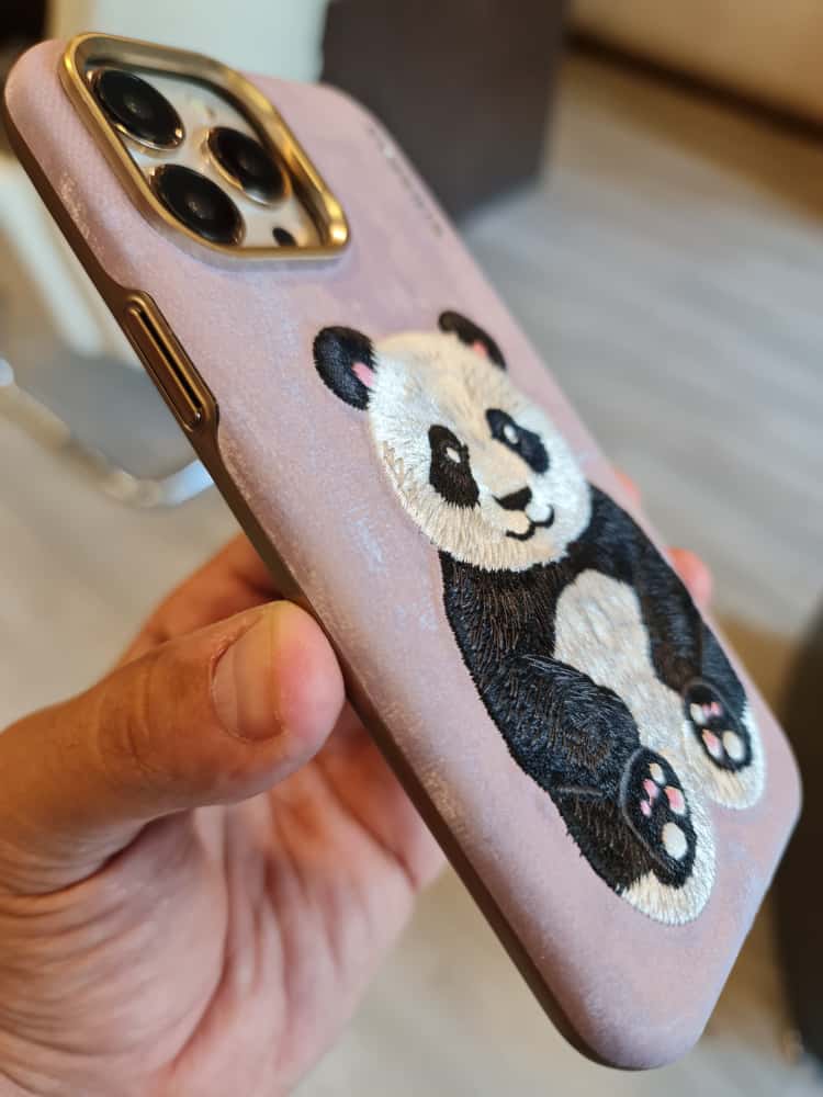 RMBMAX Embroidery Leather Frame Lens Case Panda