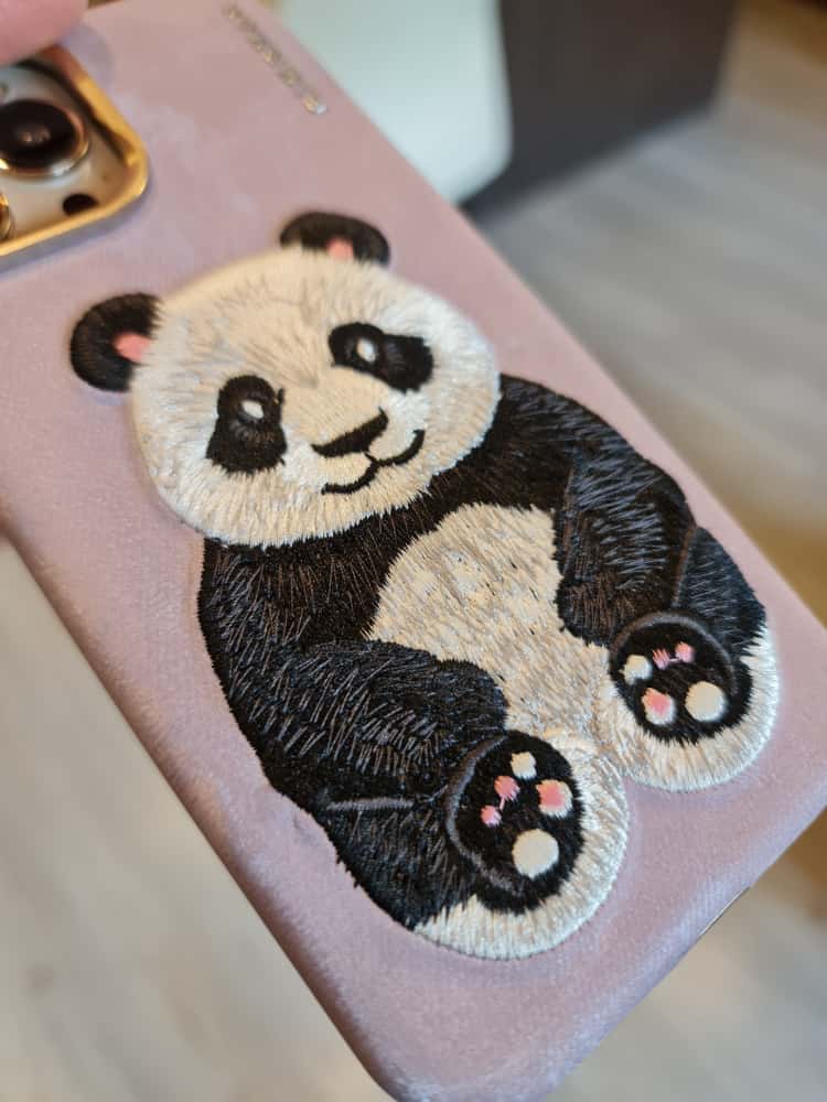 RMBMAX Embroidery Leather Frame Lens Case Panda