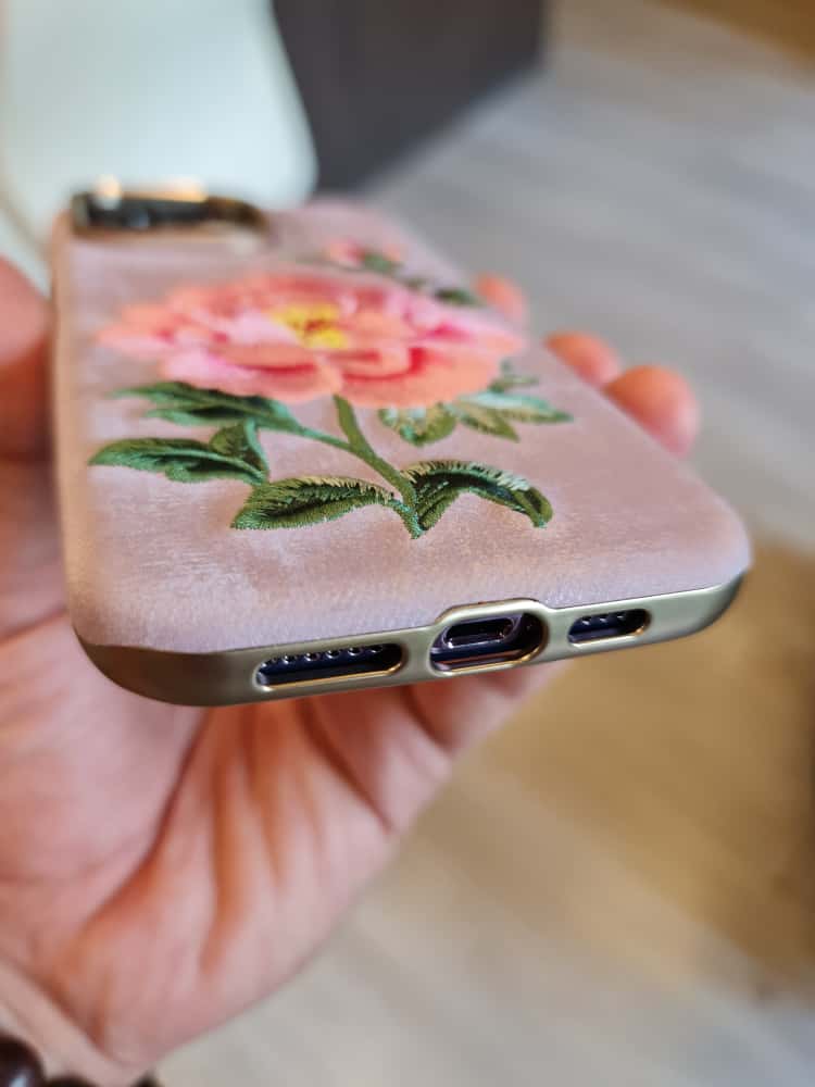 RMBMAX Embroidery Leather Frame Lens Case Pink