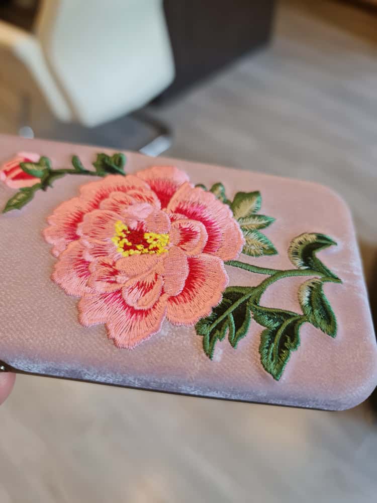 RMBMAX Embroidery Leather Frame Lens Case Pink