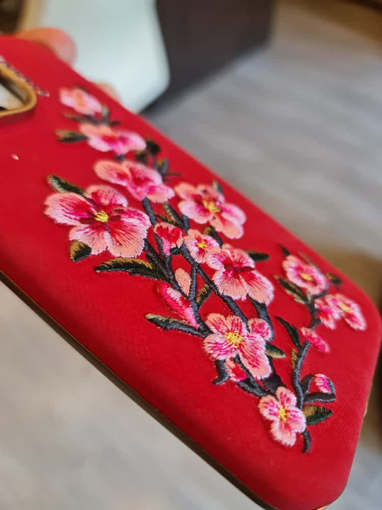 RMBMAX Embroidery Leather Frame Lens Case Red