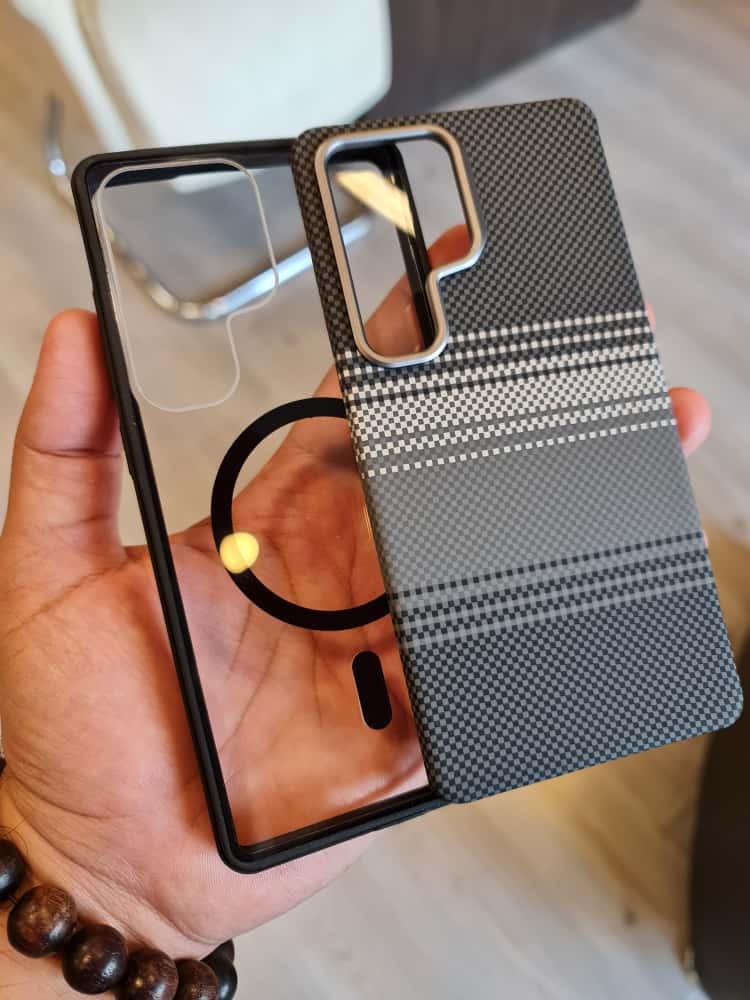 Twin Side Carbon Fiber Magsafe Phone Case For Samsung (Grey)